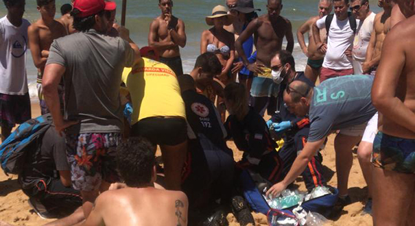 Afogamento na Praia da Costa, em Vila Velha. Crédito: Internauta
