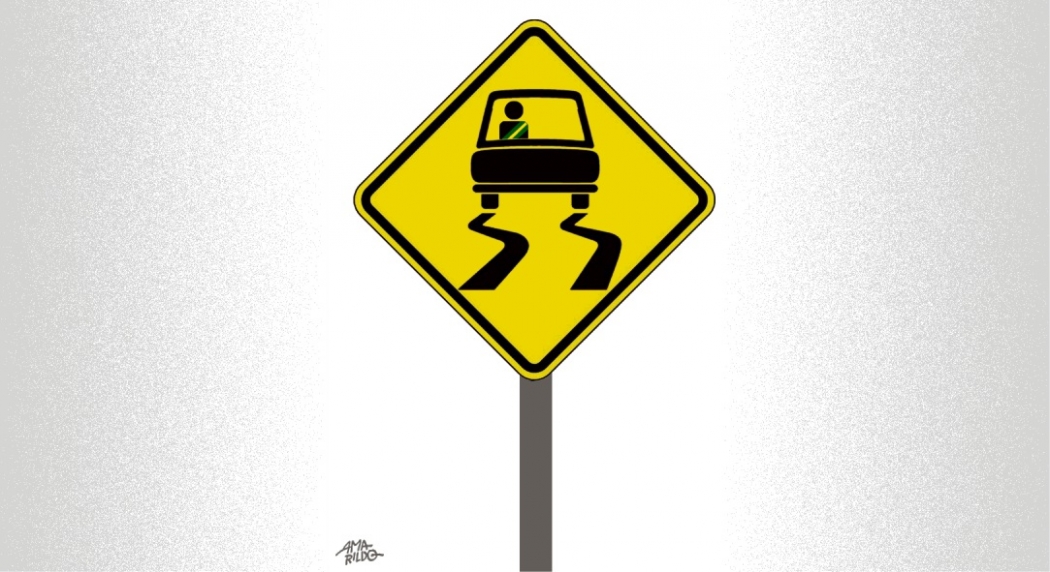 Estrada cheia de derrapadas do presidente Jair Bolsonaro. Crédito: Amarildo