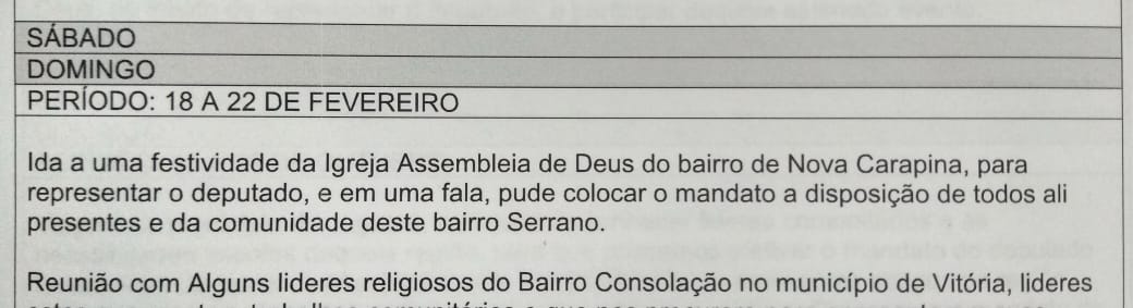 Trabalho do servidor de Marcos Mansur foi ir à igreja e falar sobre o mandato do deputado. Crédito: Reprodução