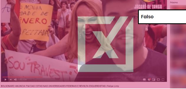 Vídeo que circula pelas redes sociais sobre fim de cotas é enganoso . Crédito: Comprova