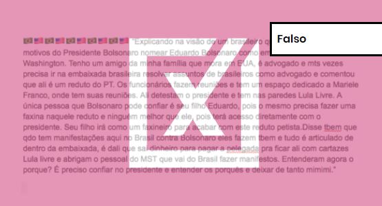 Corrente que afirma que Embaixada patrocinou manifestações em favor do ex-presidente Lula é falsa. Crédito: Comprova