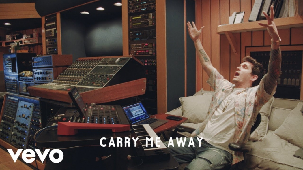 John Mayer no lyric video de &quot;Carry Me Away&quot;. Crédito: Reprodução/Youtube
