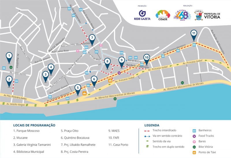 Mapa do Viradão 2019. Crédito: Divulgação/PMV